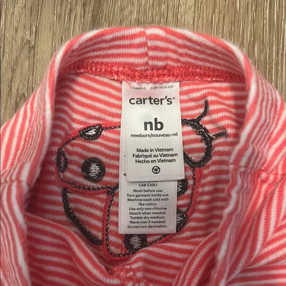 Carter's Pink Striped Leggings with Ladybug